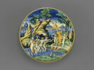 Assiette aux armes des Lanciarini : Latone changeant les paysans en grenouilles, image 1/4