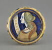 Fond de plat (coupe ?) rond à bord rogné: profil gauche de femme en buste, image 1/5