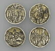 Quatre plaques rondes : la décollation de saint Jean Baptiste ; saints Pierre et Paul ; saint Georges ; un martyr, image 1/2