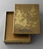 Grande boîte de forme rectangulaire : feuilles et fleur avec un plateau à l'intérieur, image 1/11