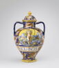 Vase de pharmacie couvert à deux anses : Allégorie de la Fortune, image 1/2