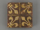 Carreau de pavement bicolore : quatre fleurs de lys, image 1/2
