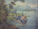 Chasse au canard (d'une suite de cinq pièces polychromes illustrées de scènes de chasse), image 2/3