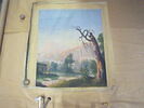 Paysage (d'une suite de cinq pièces polychromes illustrées de scènes de chasse), image 1/2