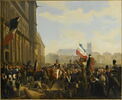 Louis-Philippe, duc d'Orléans, lieutenant général du royaume, arrive à l'Hôtel de ville de Paris, 31 juillet 1830., image 1/3