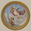 Plafond : Salle des Antonins - Les Génies du Temps (deux Amours tenant l'un un compas, l'autre un sablier), sur la voûte, côté est au centre, image 1/4