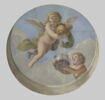 Plafond : Salle des Antonins - Les Génies des Eaux (deux Amours dont l'un verse de l'eau dans un récipient), sur la voûte côté ouest, au nord., image 1/6