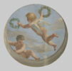 Plafond : Salle des Antonins - Les Génies de la Gloire (deux Amours dont l'un tient deux couronnes de lauriers), sur la voûte, côté est, au nord., image 1/4