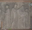 Tirage d'une plaque de la frise est du Parthénon représentant le prêtre recevant le peplos d'Athéna, image 1/2