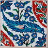 Carreau à décor de mandorles rouges et de feuilles saz bleues, image 2/2