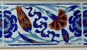 Carreau de bordure au rinceau de rosaces, quatre fleurs et nuages tchi, image 2/2