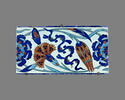 Carreau de bordure au rinceau de rosaces, quatre fleurs et nuages tchi, image 1/2