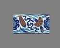 Carreau de bordure au rinceau de rosaces, quatre fleurs et nuages tchi, image 1/2