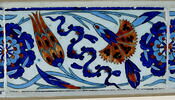 Carreau de bordure au rinceau de rosaces, quatre fleurs et nuages tchi, image 2/2