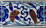 Carreau de bordure au rinceau de rosaces, quatre fleurs et nuages tchi, image 2/2