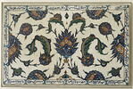 Plaque de style saz à souples feuilles hanceri, grosses fleurs composites feuillues et bordure inscrite, image 2/2