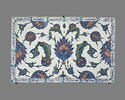 Plaque de style saz à souples feuilles hanceri, grosses fleurs composites feuillues et bordure inscrite, image 1/2
