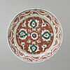 Plat aux palmettes et rumi sur fond rouge tomate, image 1/8