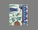 Carreau à décor de tulipes et de roses et aux tiges formant des mandorles, image 1/2