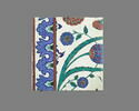Carreau à décor de tulipes et de roses et aux tiges formant des mandorles, image 1/2
