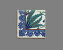 Carreau à décor de tulipes et de roses et aux tiges formant des mandorles, image 1/2