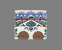 Carreau à décor de tulipes et de roses et aux tiges formant des mandorles, image 1/2