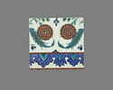Carreau à décor de tulipes et de roses et aux tiges formant des mandorles, image 1/2