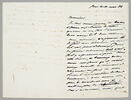 Lettre autographe signée Achille Piron à Eugène Legrand, Paris, 10 août 1864, image 1/2