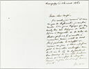 Lettre autographe signée Eugène Delacroix destinée à Pierre-Antoine Berryer, 14 août 1862, image 1/2