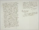 Lettre autographe signée Pierre-Antoine Berryer destinée à Eugène Delacroix, Angerville la Rivière 1 octobre 1858, image 1/2
