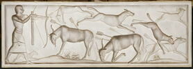 Décors de panneaux de boiserie en grisaille représentant des scènes de la vie civile égyptienne antique, image 4/11