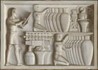 Décors de panneaux de boiserie en grisaille représentant des scènes de la vie civile égyptienne antique, image 9/11