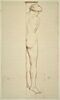 Femme nue, debout, vue de dos et en partie seulement, image 1/2