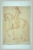Cavalier et cheval, vus de profil vers la gauche, avec indication de mesure, image 2/2