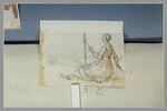 Une femme assise filant une quenouille, image 2/2