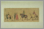 Cinq masques : l'Empereur conduisant le roi de France et un sultan, image 2/2
