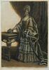 Une dame de la cour debout près d'une table, la main posée sur un diadème, image 1/2