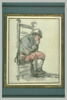 Un paysan assis sur une chaise, se tenant le menton, image 2/2