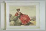 Femme en costume italien, assise sur des rochers, au bord de la mer, image 2/2