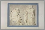 Deux femmes et un jeune garçon présentés à un philosophe assis, image 2/2