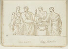 Quatre hommes en toge et un cinquième plus jeune entourant un autel..., image 1/2