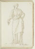 Femme debout, drapée, vue de face, tenant une corne dans la main droite..., image 1/3