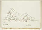 Jeune femme nue, à demi allongée sur une draperie tournée vers la droite..., image 1/2