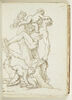 Homme taquiné par deux amours, avec une lionne mangeant du raisin..., image 1/2
