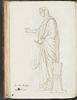Femme, drapée et voilée, vue de profil vers la gauche, le bras droit tendu.., image 1/2
