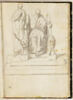 Homme sur un trône, et un personnage debout à ses côtés, image 1/2