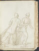 Deux soldats casqués portant de longues robes et marchant vers la droite, image 1/2