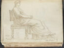 Femme drapée, assise, vue de profil, tournée vers la droite, image 1/2