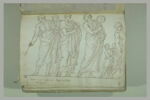 Six figures debout, drapées, en frise dont une femme tenant un enfant..., image 2/2