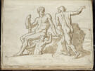 Groupe de trois figures près de rochers, image 1/2